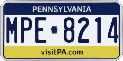 PA license plate MPE8214