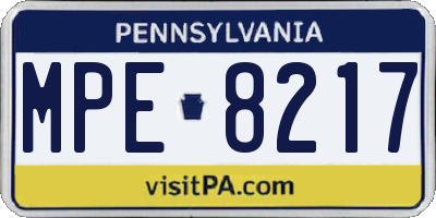 PA license plate MPE8217