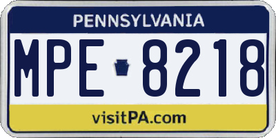 PA license plate MPE8218