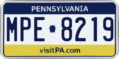 PA license plate MPE8219