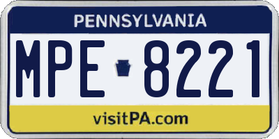 PA license plate MPE8221