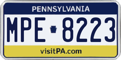 PA license plate MPE8223