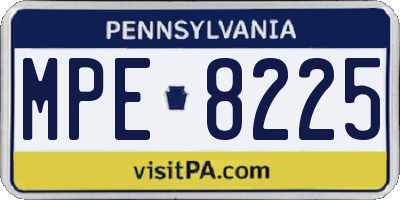 PA license plate MPE8225
