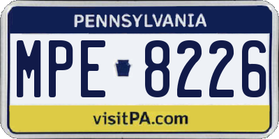 PA license plate MPE8226