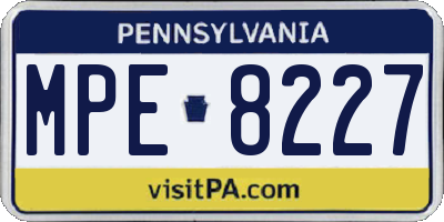 PA license plate MPE8227