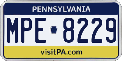 PA license plate MPE8229