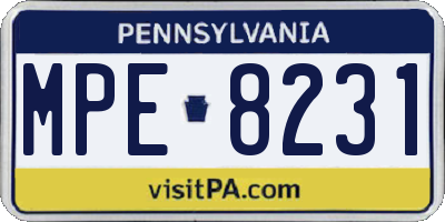 PA license plate MPE8231