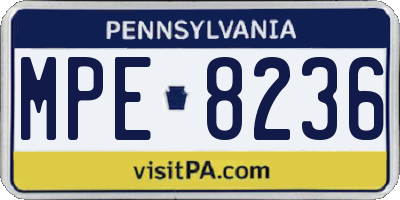 PA license plate MPE8236