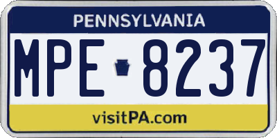 PA license plate MPE8237