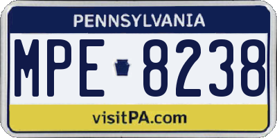 PA license plate MPE8238