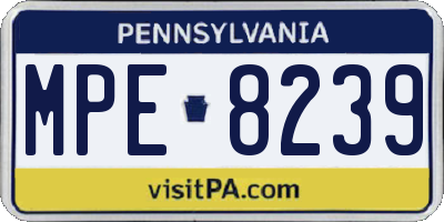 PA license plate MPE8239