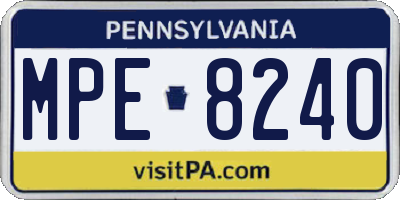 PA license plate MPE8240
