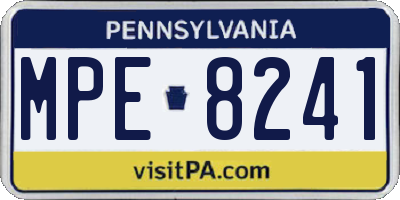 PA license plate MPE8241