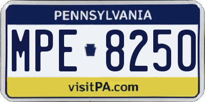 PA license plate MPE8250