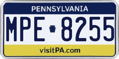 PA license plate MPE8255