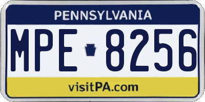 PA license plate MPE8256