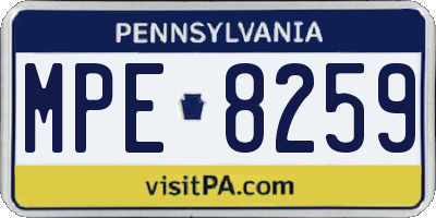 PA license plate MPE8259