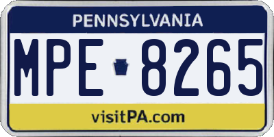 PA license plate MPE8265