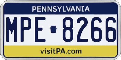 PA license plate MPE8266