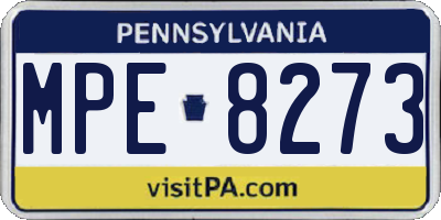 PA license plate MPE8273