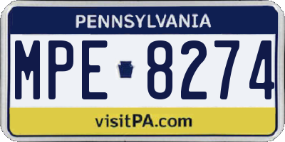 PA license plate MPE8274
