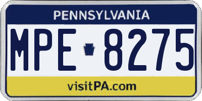 PA license plate MPE8275