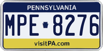 PA license plate MPE8276