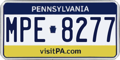 PA license plate MPE8277