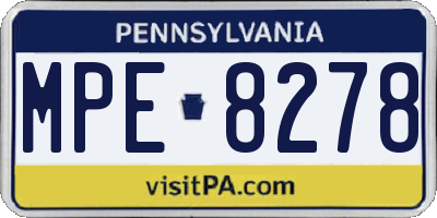 PA license plate MPE8278