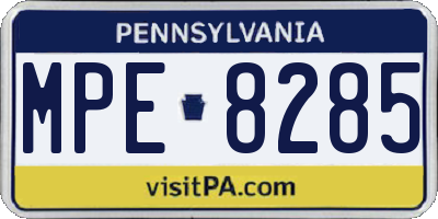 PA license plate MPE8285