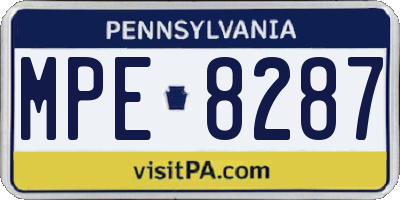 PA license plate MPE8287