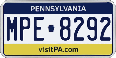 PA license plate MPE8292