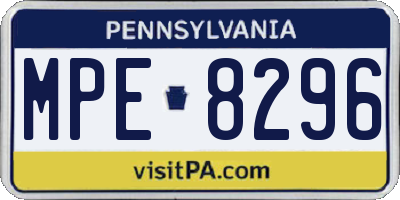 PA license plate MPE8296