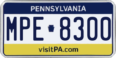 PA license plate MPE8300