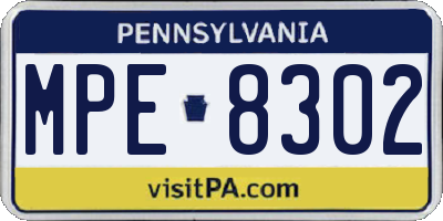 PA license plate MPE8302