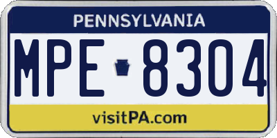 PA license plate MPE8304