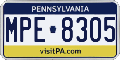 PA license plate MPE8305