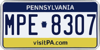 PA license plate MPE8307