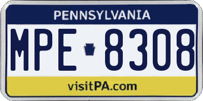 PA license plate MPE8308