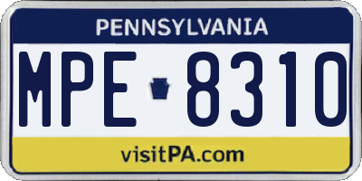 PA license plate MPE8310