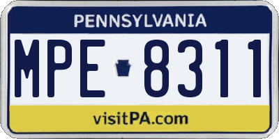 PA license plate MPE8311