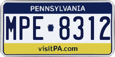 PA license plate MPE8312