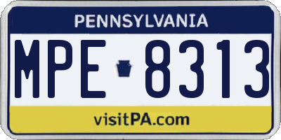 PA license plate MPE8313