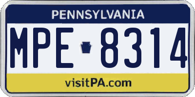 PA license plate MPE8314