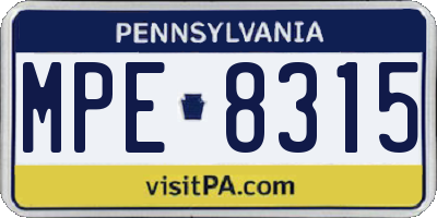 PA license plate MPE8315