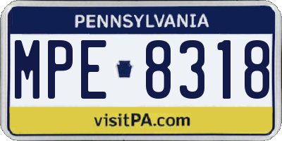 PA license plate MPE8318