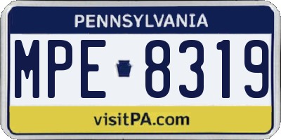 PA license plate MPE8319