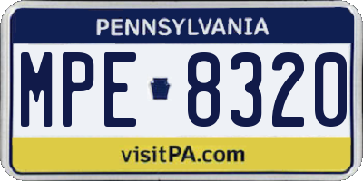 PA license plate MPE8320