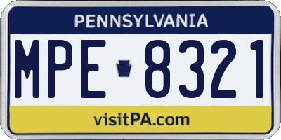 PA license plate MPE8321