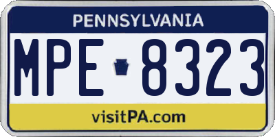 PA license plate MPE8323
